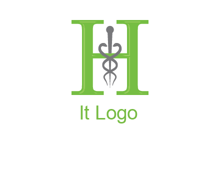 medical sign between the letter h logo