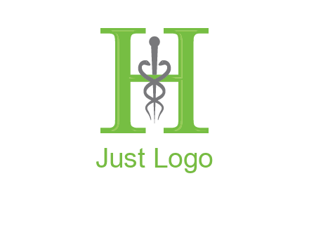 medical sign between the letter h logo