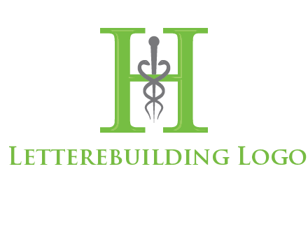 medical sign between the letter h logo