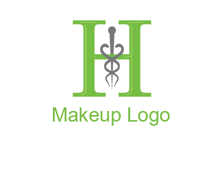 medical sign between the letter h logo