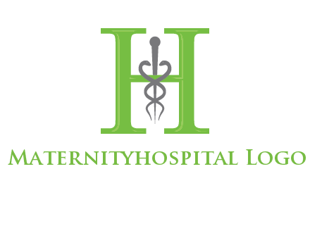 medical sign between the letter h logo