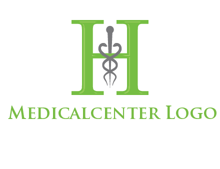 medical sign between the letter h logo