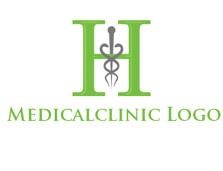 medical sign between the letter h logo
