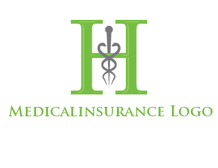 medical sign between the letter h logo