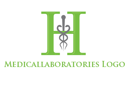 medical sign between the letter h logo