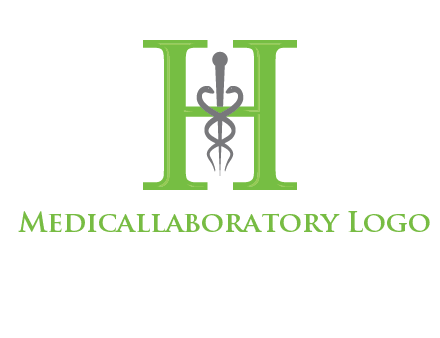 medical sign between the letter h logo