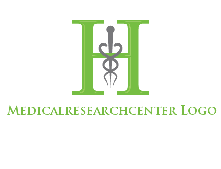 medical sign between the letter h logo