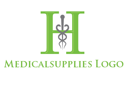 medical sign between the letter h logo