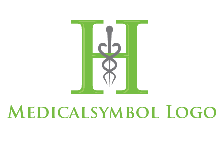 medical sign between the letter h logo
