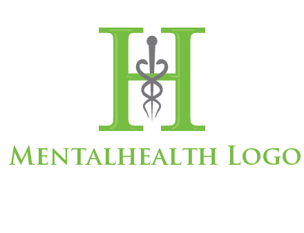 medical sign between the letter h logo