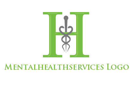 medical sign between the letter h logo