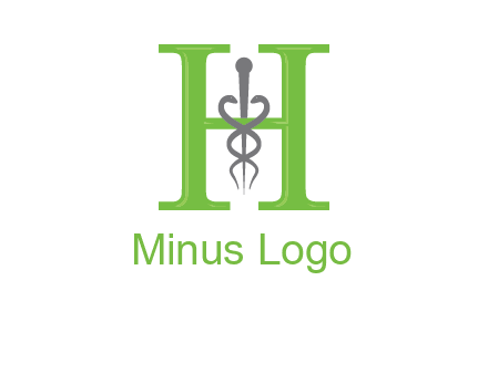 medical sign between the letter h logo