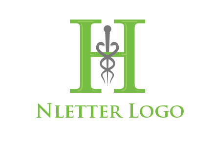 medical sign between the letter h logo
