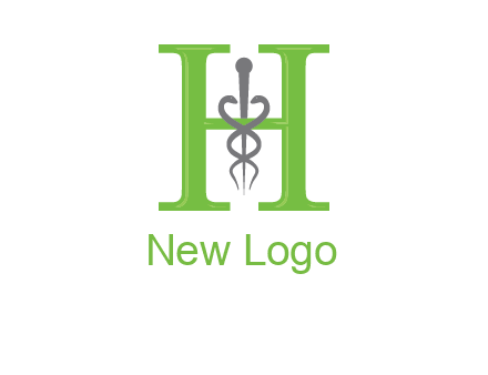 medical sign between the letter h logo