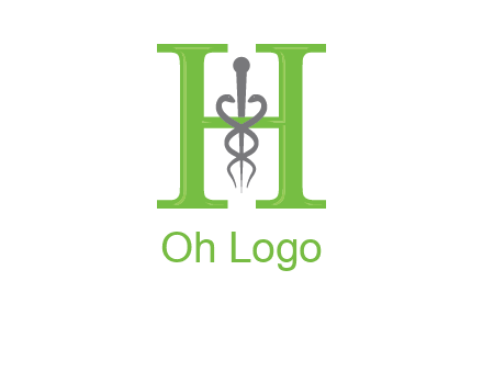 medical sign between the letter h logo