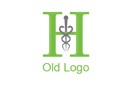 medical sign between the letter h logo