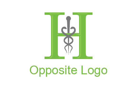 medical sign between the letter h logo