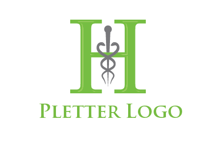 medical sign between the letter h logo