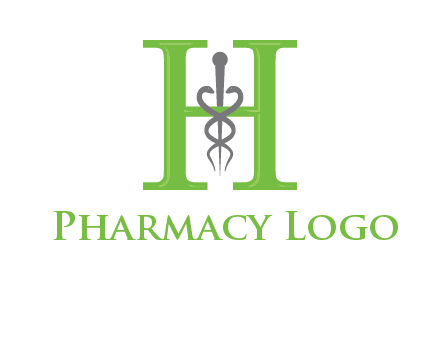 medical sign between the letter h logo