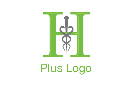 medical sign between the letter h logo
