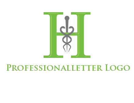 medical sign between the letter h logo