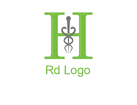 medical sign between the letter h logo