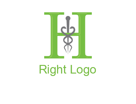 medical sign between the letter h logo