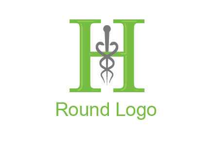 medical sign between the letter h logo