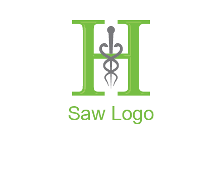 medical sign between the letter h logo