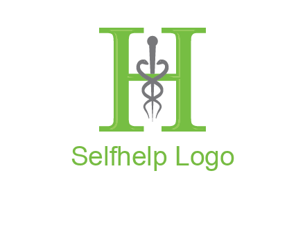 medical sign between the letter h logo