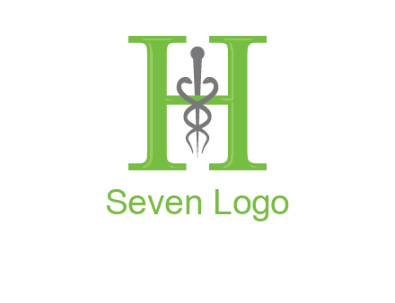 medical sign between the letter h logo
