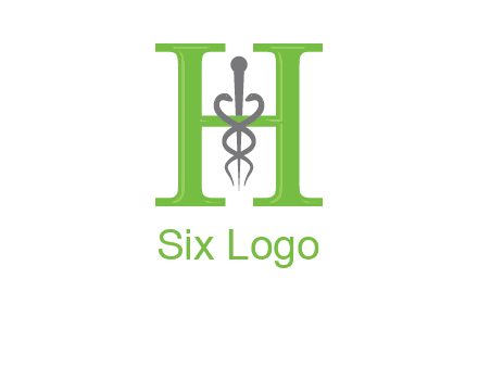 medical sign between the letter h logo