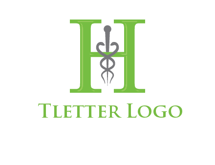 medical sign between the letter h logo