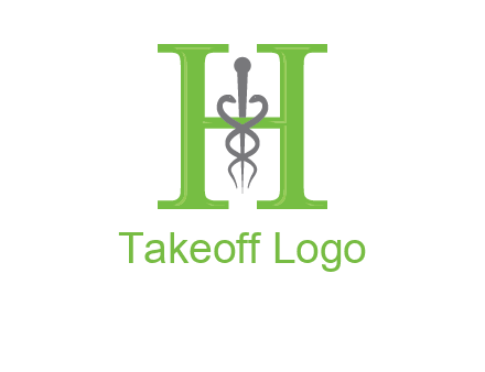 medical sign between the letter h logo