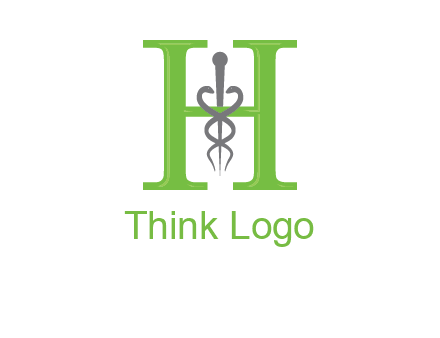 medical sign between the letter h logo
