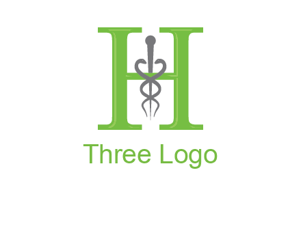 medical sign between the letter h logo