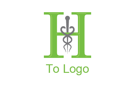medical sign between the letter h logo