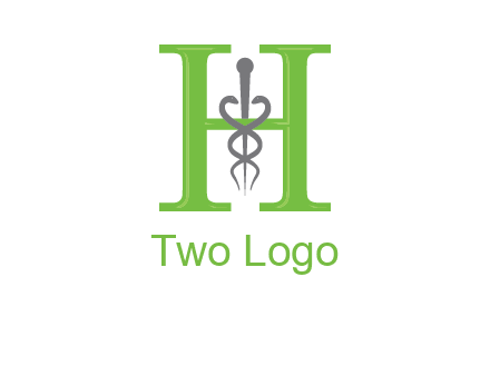 medical sign between the letter h logo