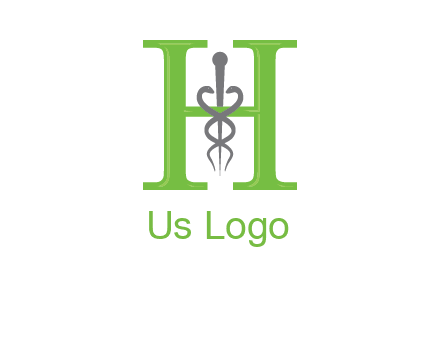 medical sign between the letter h logo