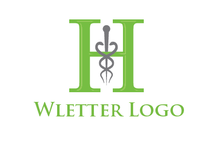 medical sign between the letter h logo