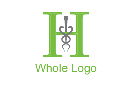 medical sign between the letter h logo
