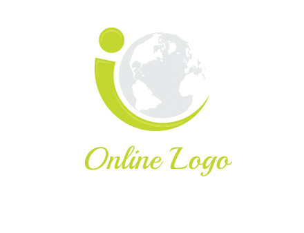 swoosh forming letter i with globe logo