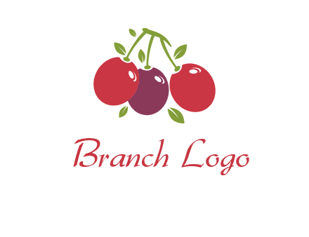 cherries with leaves food logo