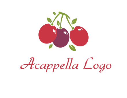 cherries with leaves food logo