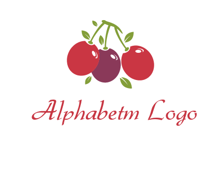 cherries with leaves food logo