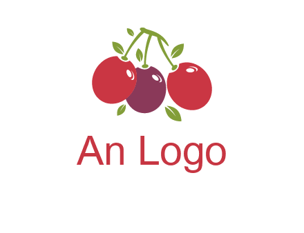 cherries with leaves food logo