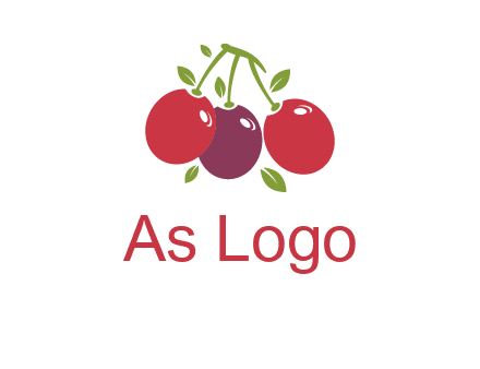 cherries with leaves food logo