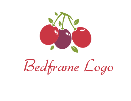 cherries with leaves food logo
