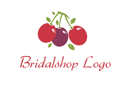 cherries with leaves food logo
