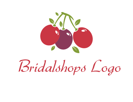 cherries with leaves food logo